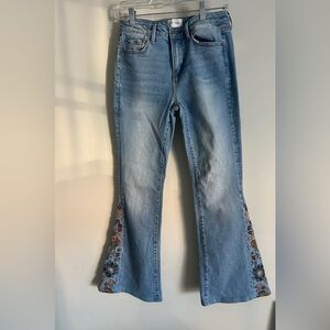 DRIFTWOOD x FREE PEOPLE | FARRAH FLORAL EMBROIDERED FLARE JEANS SIZE 26